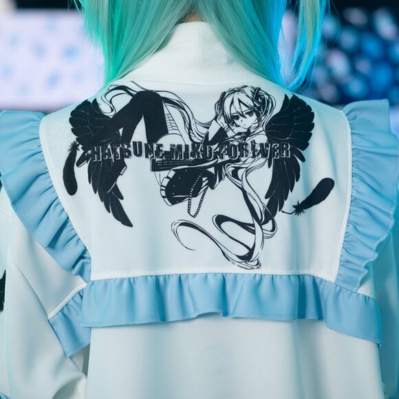 NEW ACDC RAG x Hatsune Miku Forever White Blue Frill Oversized Jacket - Picture 7 of 10